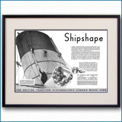 1936年 キュナードホワイトスター見開き雑誌広告 3368LL 黒