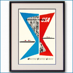1952年 ユナイテッドステーツラインのポスター 3379LL黒