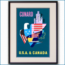 1955年 パット・ネビン キュナードのポスター 3389LL黒