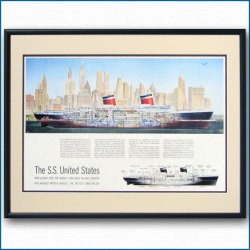 1952 客船ユナイテッドステーツのカッタウェイ断面図 【Maritime