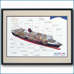 2003 客船クイーンメリー2のカッタウェイ断面図 【Maritime Gallery