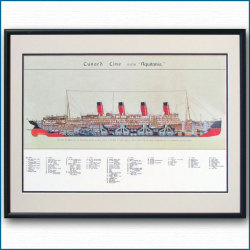 1914 客船アキタニアのカッタウェイ断面図 【Maritime Gallery Ocean