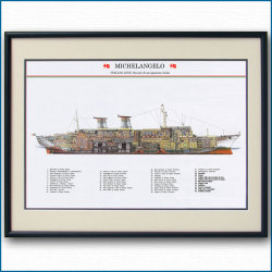 1965 客船ミケランジェロのカッタウェイ断面図 【Maritime Gallery