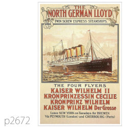 北ドイツロイド・カイザー・ヴィルヘルムII級客船のポスター | レプリカポストカード2672