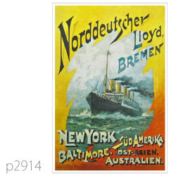 北ドイツロイド・カイザー・ヴィルヘルム・デア・クローゼ級客船のポストカード | レプリカポストカード2914