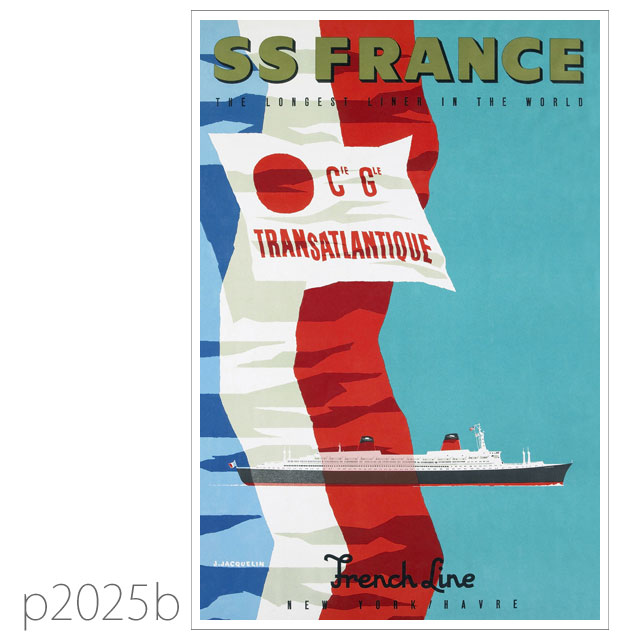 フレンチライン・客船フランス(1962)のポスター | レプリカポストカード2025b
