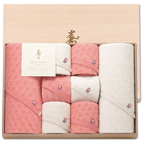 【送料無料】寿々 じゅじゅ 木箱入り紅白タオルセット（60302）