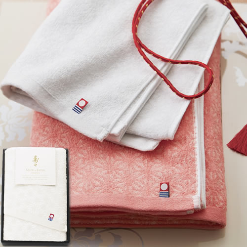 寿々 じゅじゅ 紅白フェイスタオル 白 （60312）