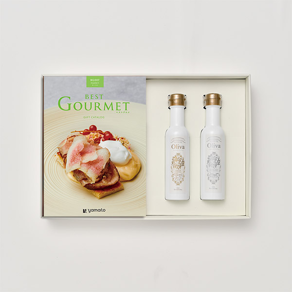 香典返し グルメカタログギフト BEST GOURMET(ベストグルメ)＜BG007 モーベル＞+EXオリーブオイル(海・山137g)セット