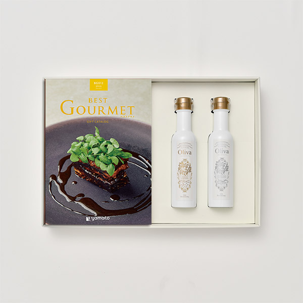 香典返し グルメカタログギフト BEST GOURMET(ベストグルメ)＜BG012 アレジア＞+EXオリーブオイル(海・山137g)セット