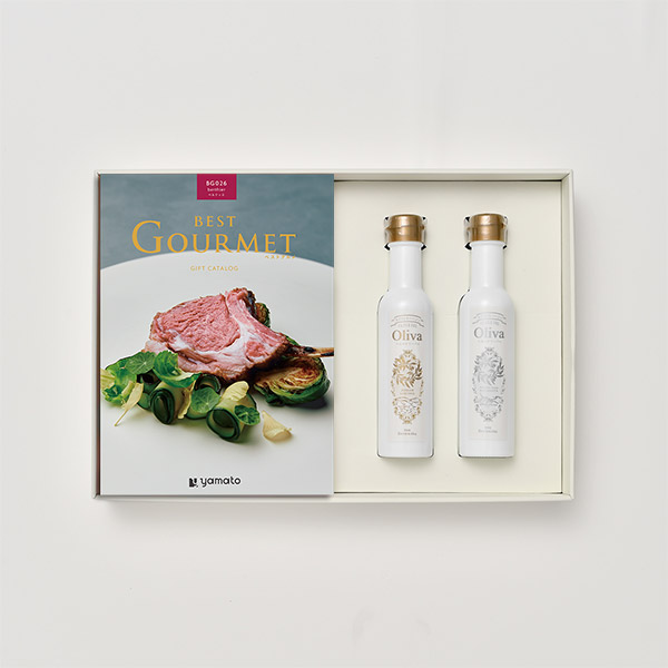 香典返し グルメカタログギフト BEST GOURMET(ベストグルメ)＜BG026 ベルティエ＞+EXオリーブオイル(海・山137g)セット