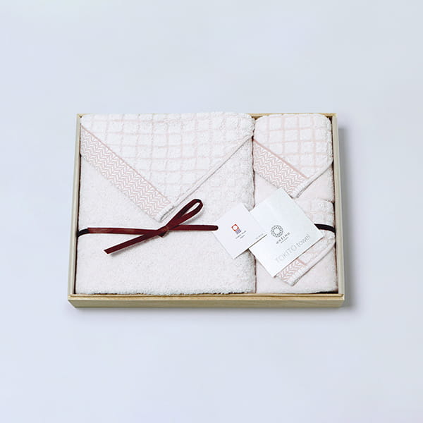 antina / TOKITOタオル 木箱入りタオルセット(ハンド2・バス1)  ピンク