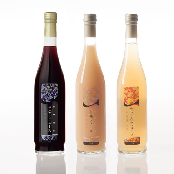 香典返し 長野県産果実100％ストレートジュース3本セット(ぶどう・白桃