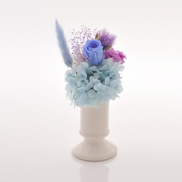 香典返し アトリエみちくさ / プリザーブドフラワーお供花ブルー系(M