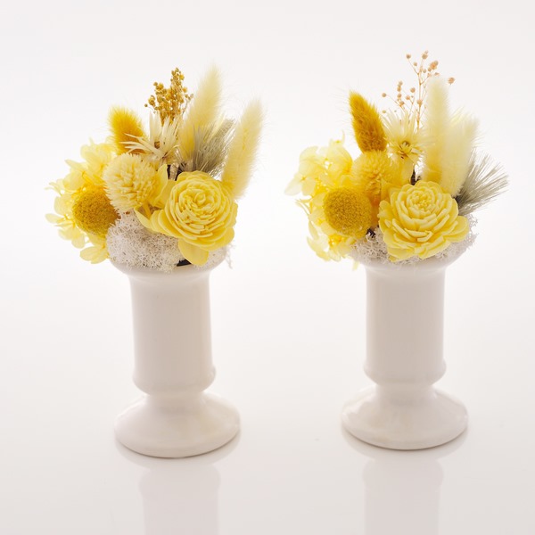 アトリエみちくさ プリザーブドフラワーお供花イエロー系 1組 ●75094294