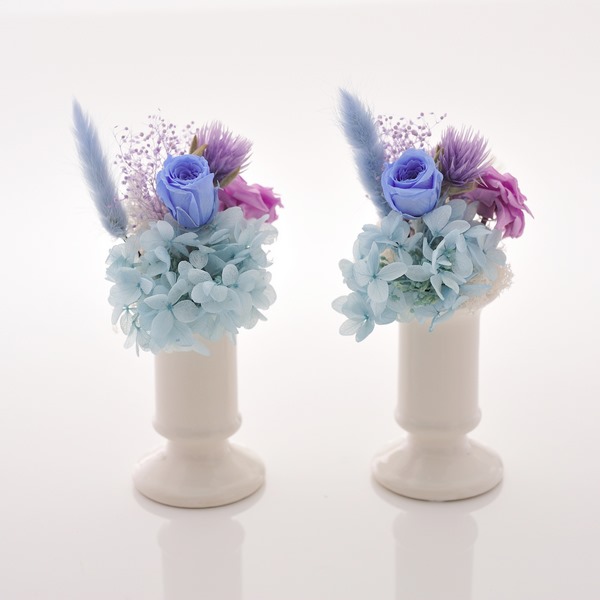 アトリエみちくさ プリザーブドフラワーお供花ブルー系 1組(M) ●75094295