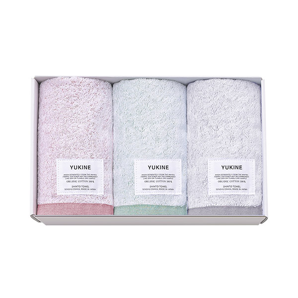 YUKINE / フェイスタオル3枚セット(aka×midori×hai)