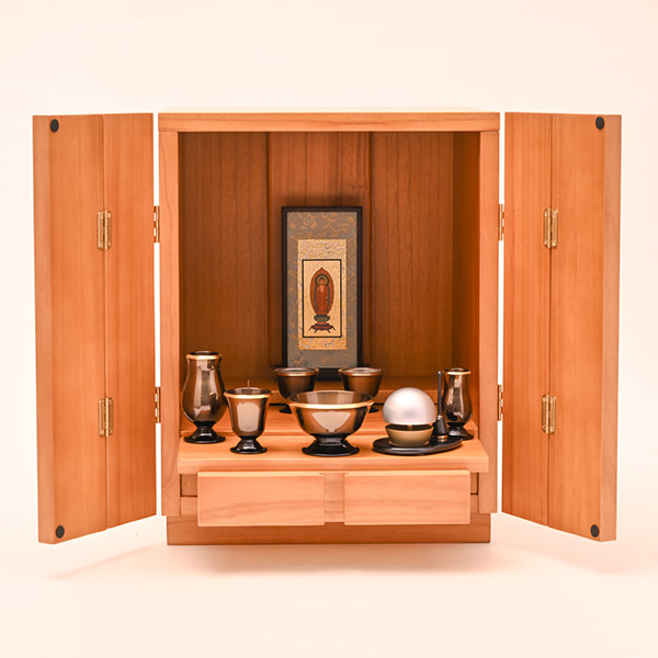 コンパクトモダン仏壇セット リブーレ（ナチュラル）ご本尊：浄土宗