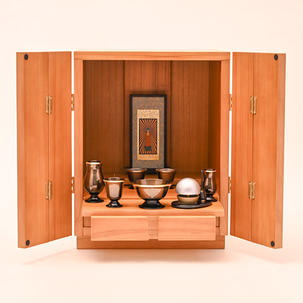 コンパクトモダン仏壇セット リブーレ（ナチュラル）ご本尊：浄土真宗本願寺派