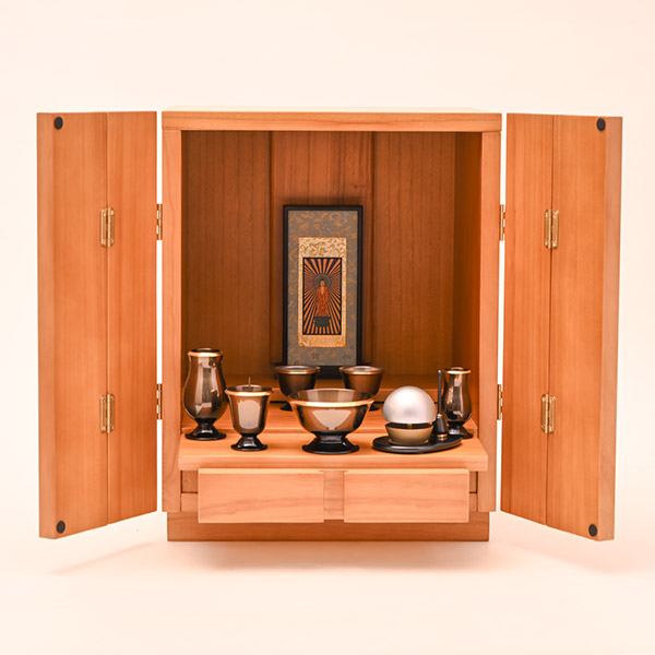 コンパクトモダン仏壇セット リブーレ（ナチュラル）ご本尊：浄土真宗