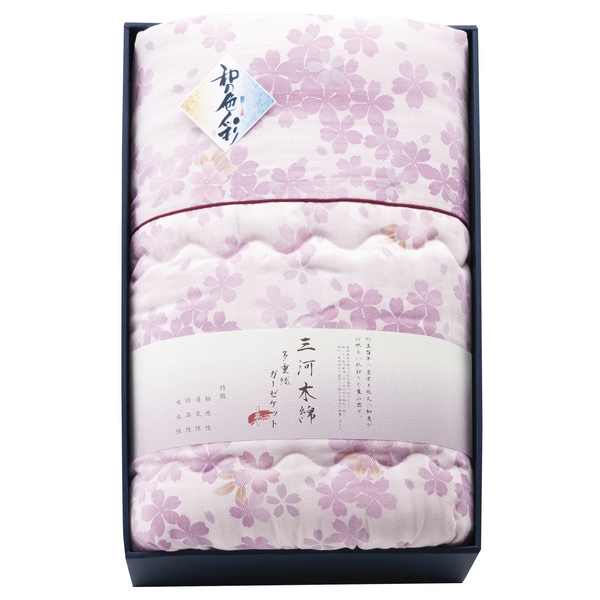 和の色彩 三河木綿 ダブルガーゼ 羽毛タッチ中わた 肌布団（ピンク