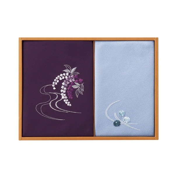 20%OFF|刺繍入り二巾風呂敷&刺繍入り金封包み（紫）