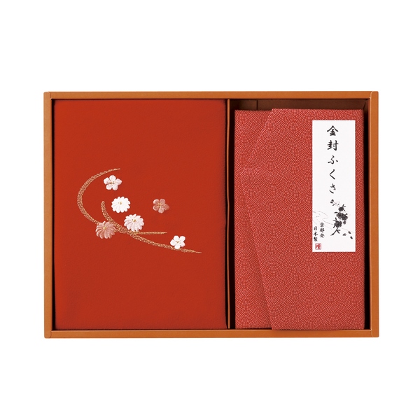 20%OFF|刺繍入り二巾風呂敷&金封ふくさ（赤）
