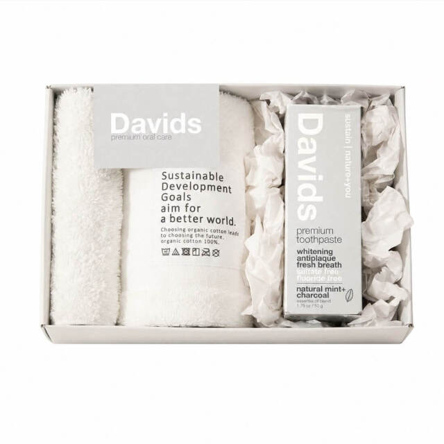 Davids / ホワイトニングトゥースペースト《チャコール》セット（フェイスタオル・ハーフハンカチ）