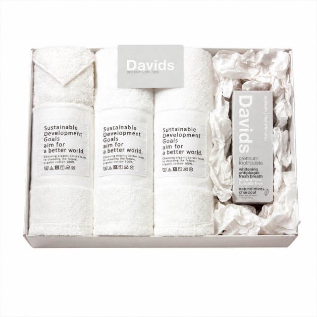 Davids / ホワイトニングトゥースペースト《チャコール》セット（フェイスタオル×3・ハーフハンカチ）