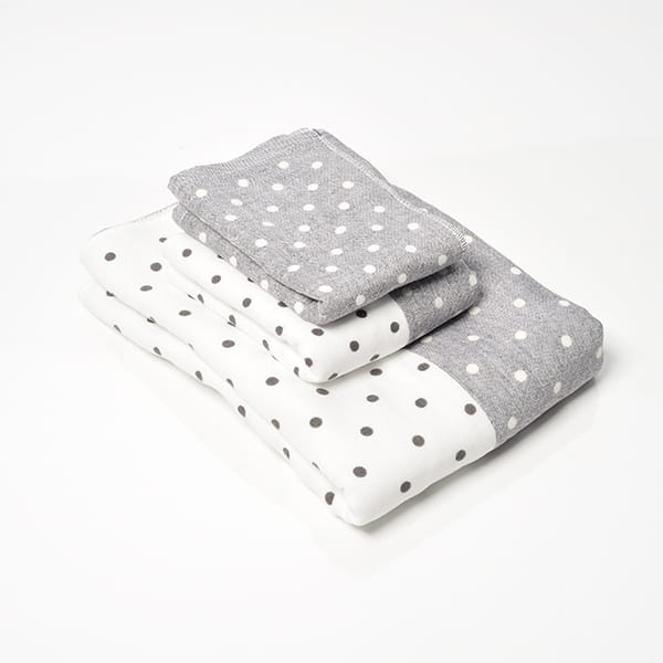 5trees / 今治タオル ポルカドットシャンブレータオルセット(バス1／フェイス1／ウォッシュ1 グレー) イメージ画像