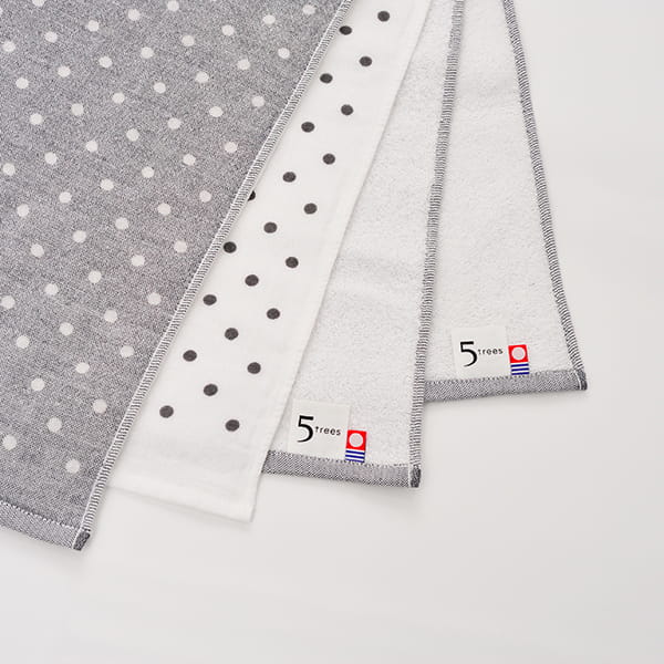 5trees / 今治タオル ポルカドットシャンブレータオルセット(バス1／フェイス1／ウォッシュ1 グレー) イメージ画像