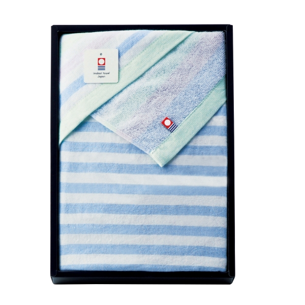 ガーゼとパイルの今治産たおる バスタオル （ブルー）