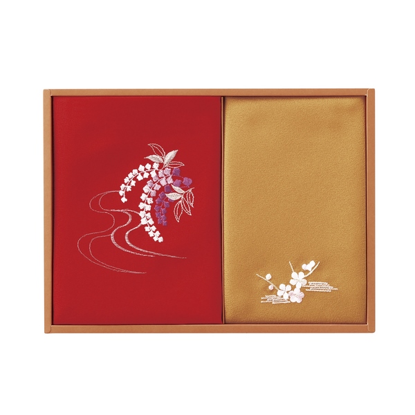 20%OFF|刺繍入り二巾風呂敷&刺繍入り金封包み（赤）