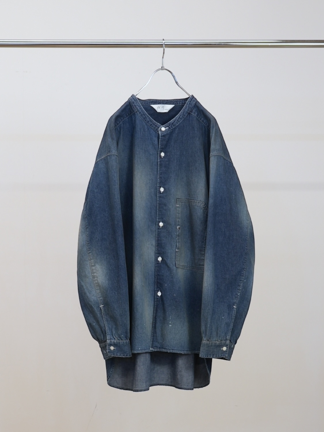 ANCELLM DENIM BAND COLLAR SHIRT INDIGO 2026SS