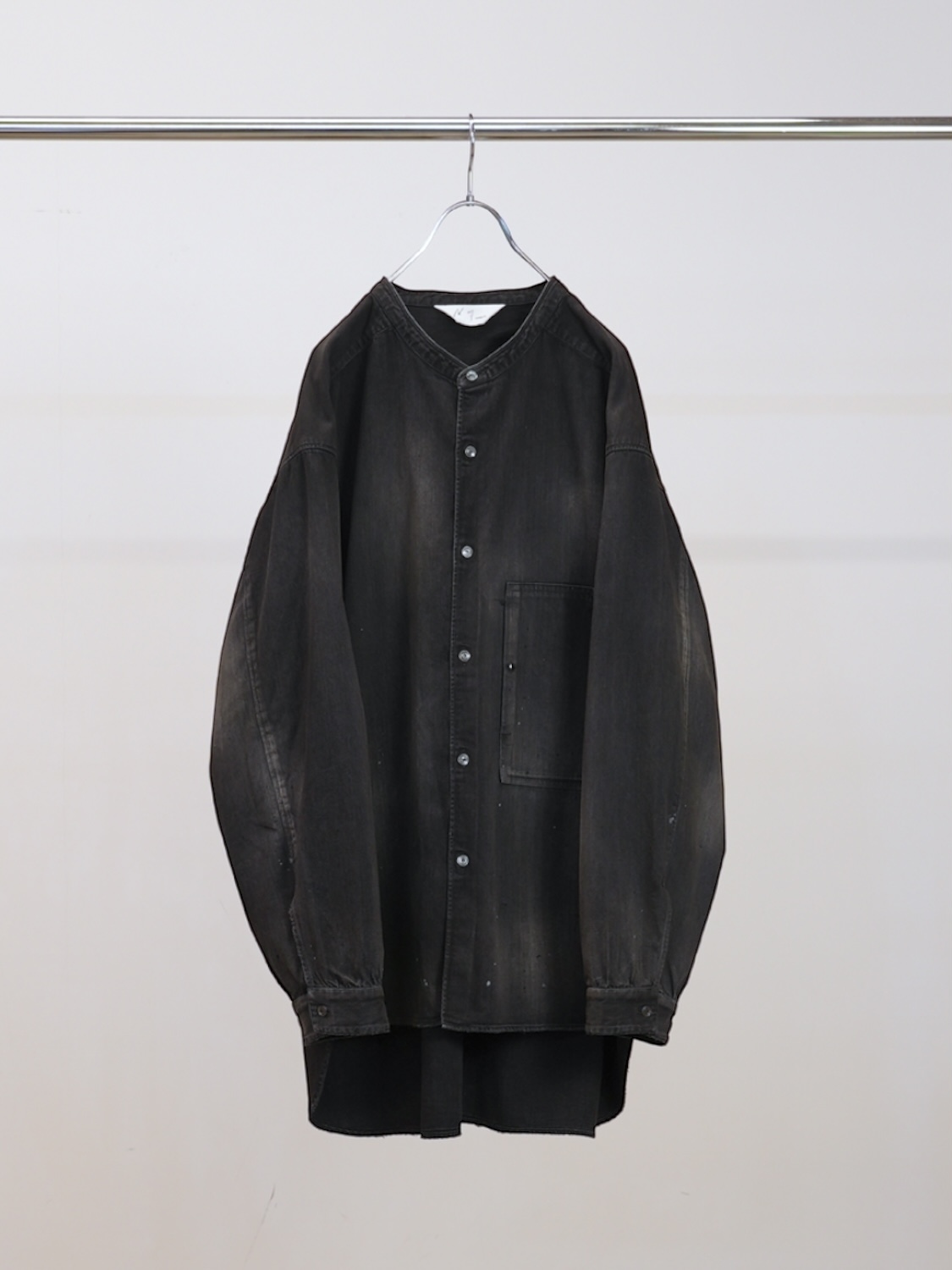 ANCELLM DENIM BAND COLLAR SHIRT BLACK 2026SS