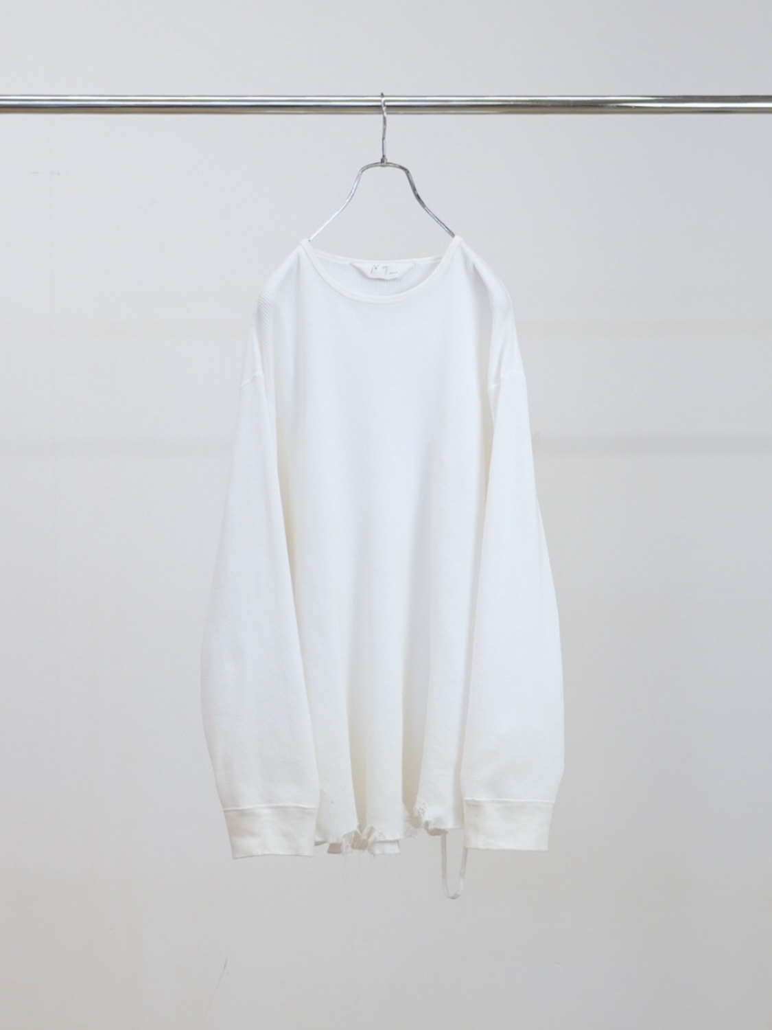 ANCELLM DAMAGE WAFFLE CREW LS WHITE 2026SS