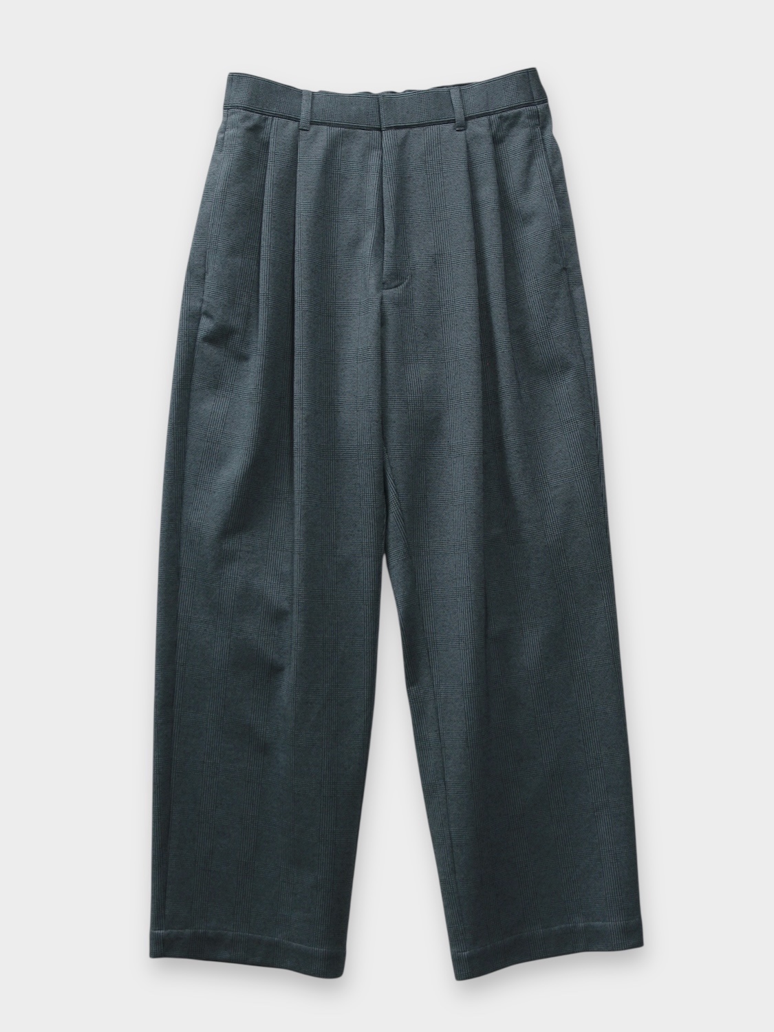 KANEMASA PHIL. 28G LOOP YARN GLEN CHECK TROUSERS GREY 2026SS