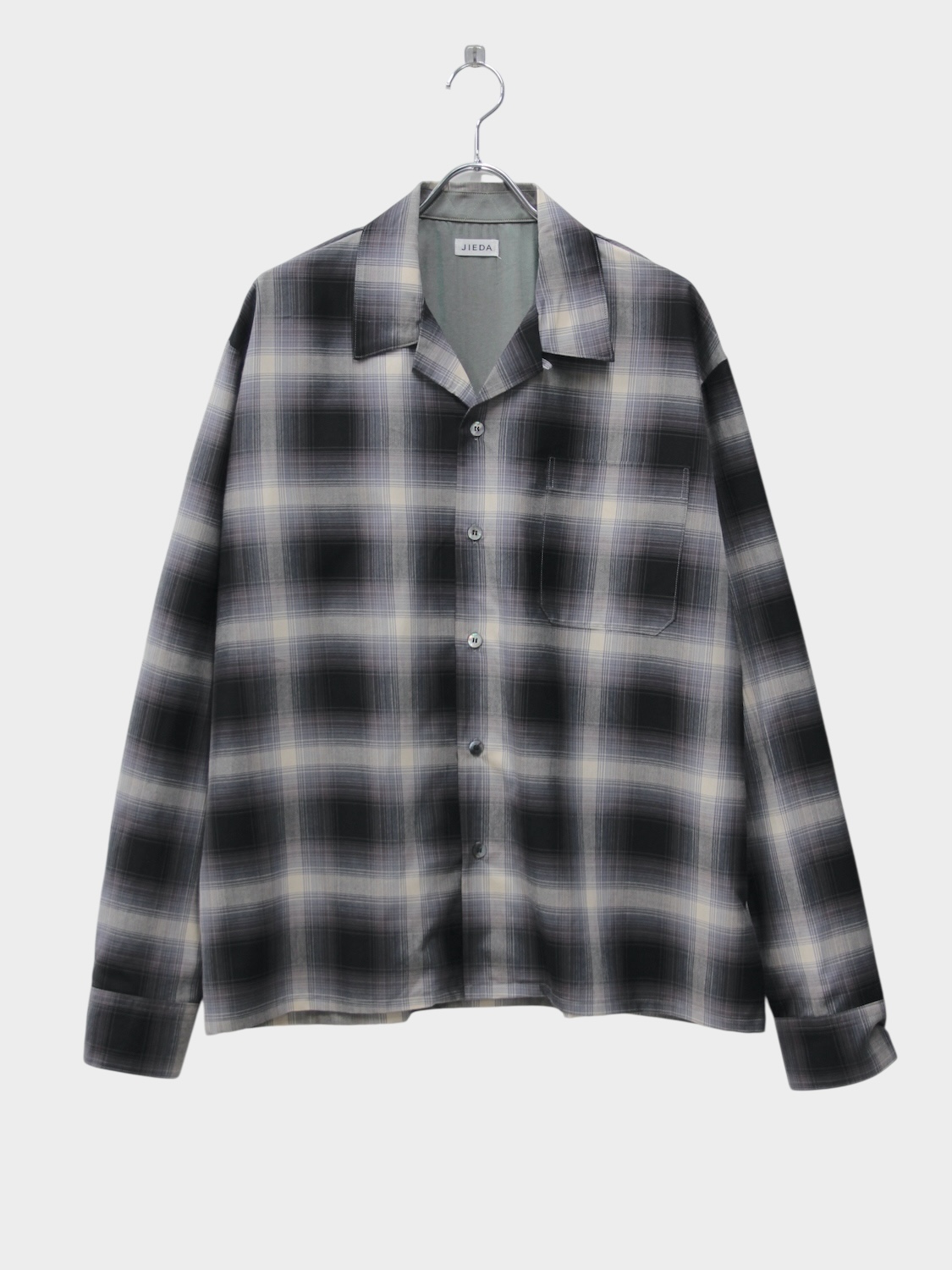 JIEDA CHECK OPEN COLLAR SHIRT BLACK 2026SS
