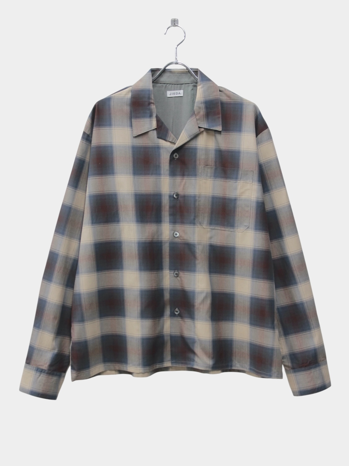 JIEDA CHECK OPEN COLLAR SHIRT BROWN 2026SS