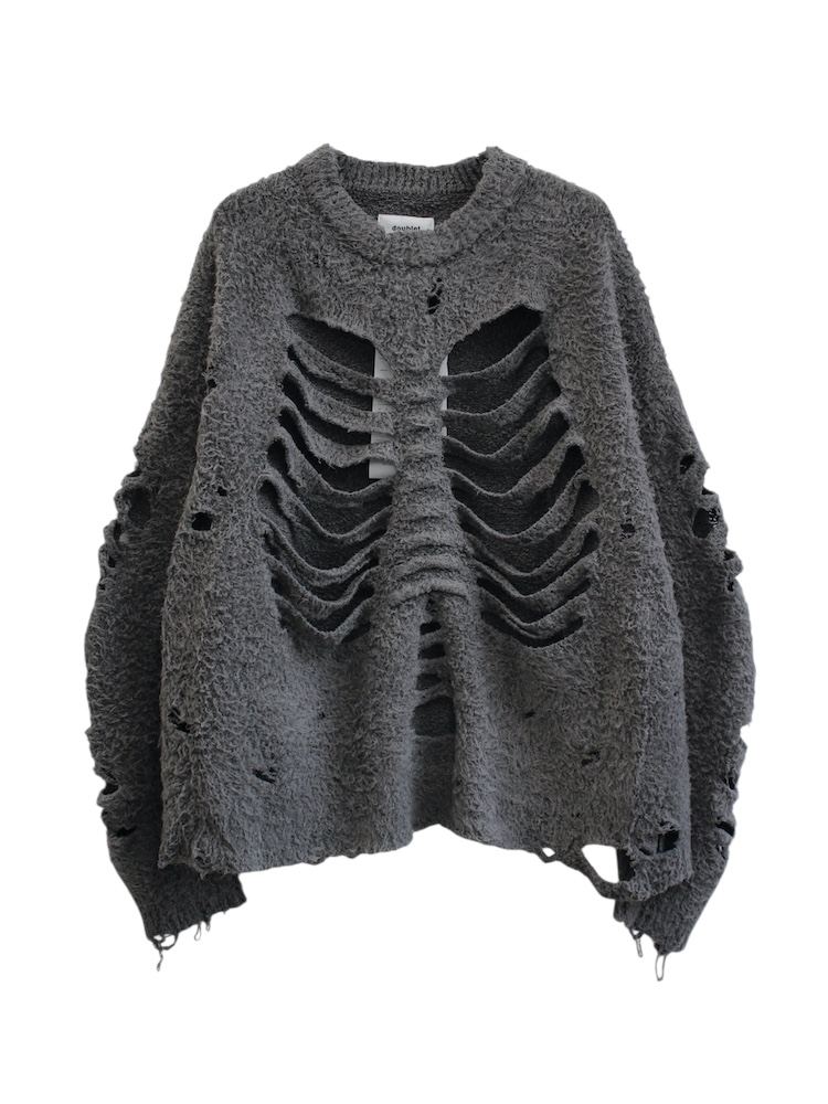 doublet RIBCAGE KNIT PULLOVER GREY 2025AW