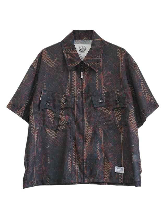 elephant TRIBAL fabrics NO A/C Zip Shirt SOIL BROWN