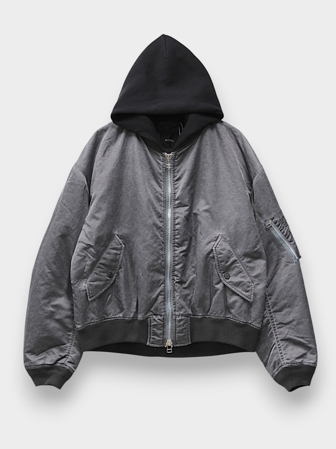 ROTOL ACID DYE HOODED BOMBER BLOUSON BLACK 2026AW