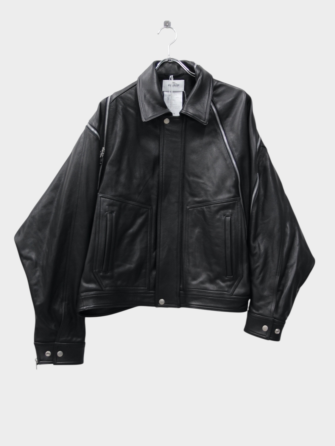 [10%POINTバック] doublet FILLETED ZIP LEATHER JACKET BLACK 2026SS