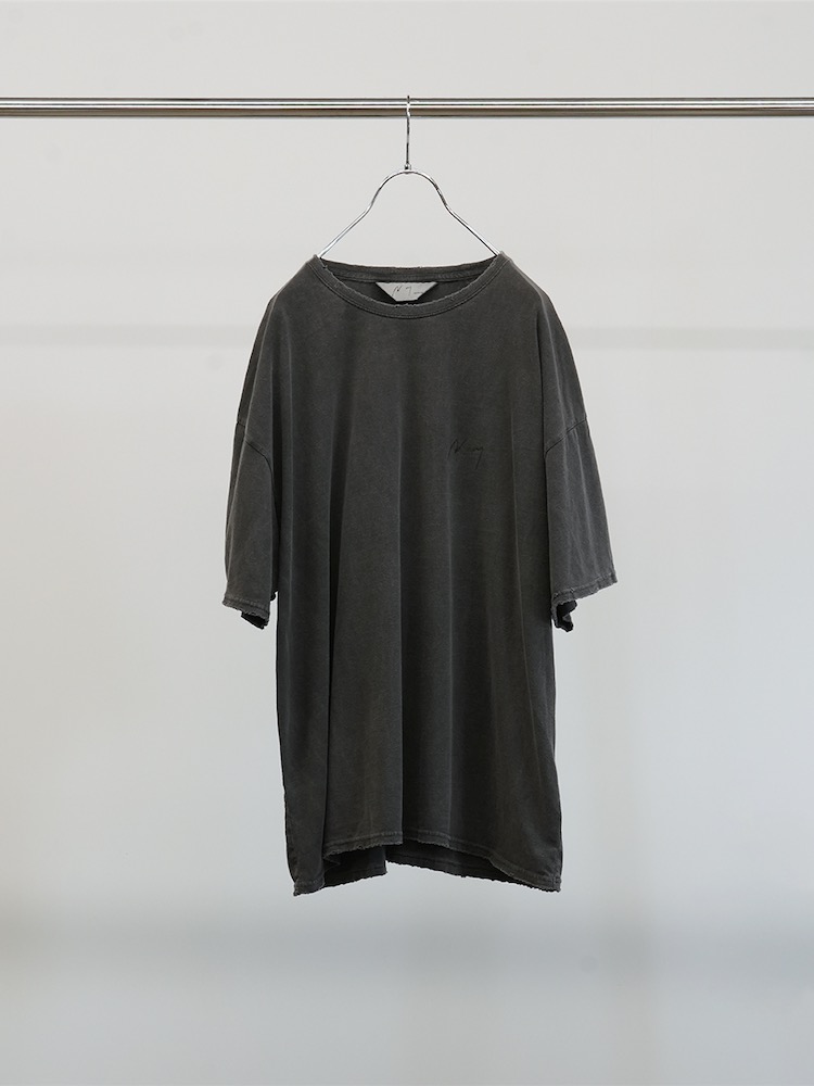 ANCELLM EMBROIDERY DYED T-SHIRT BLACK