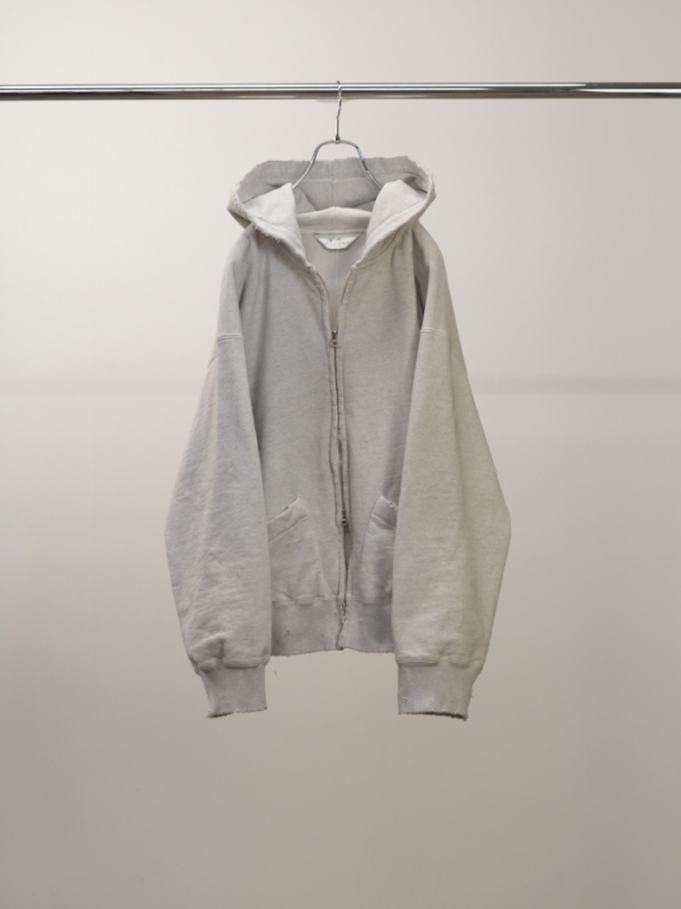 ANCELLM ZIP UP HOODIE HEATHER WHITE 2025AW