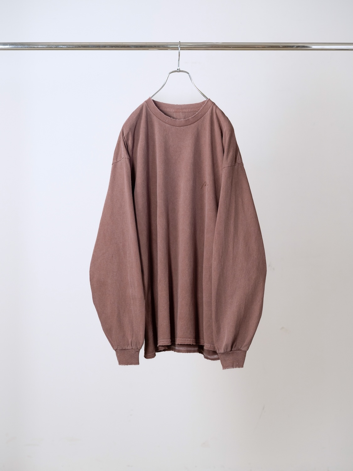 ANCELLM EMBROIDERY DYED LS T-SHIRT 2 MARRON 2026AW