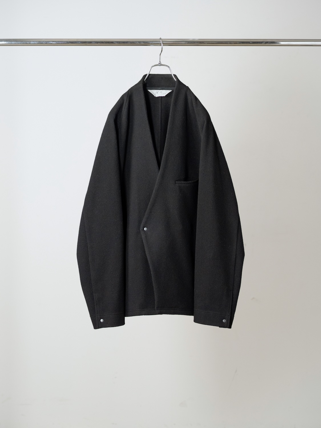 ANCELLM W/CA NO COLLAR DOUBLE JACKET BLACK 2026AW