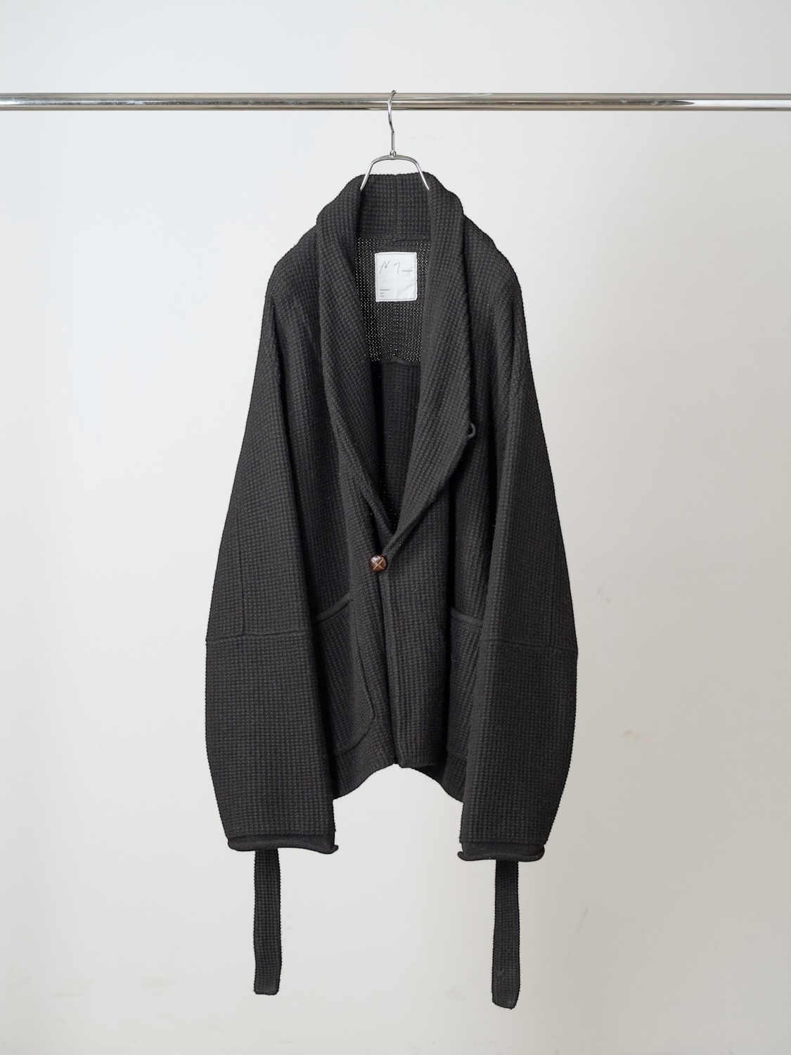 ANCELLM SHAWL COLLAR KNIT CARDIGAN BLACK 2026AW