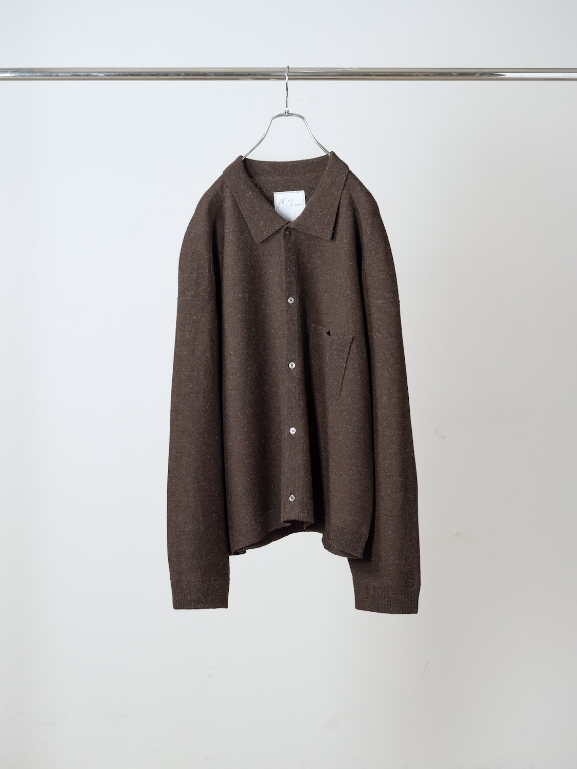 ANCELLM SHETLAND WOOL KNIT SHIRT BROWN 2026AW
