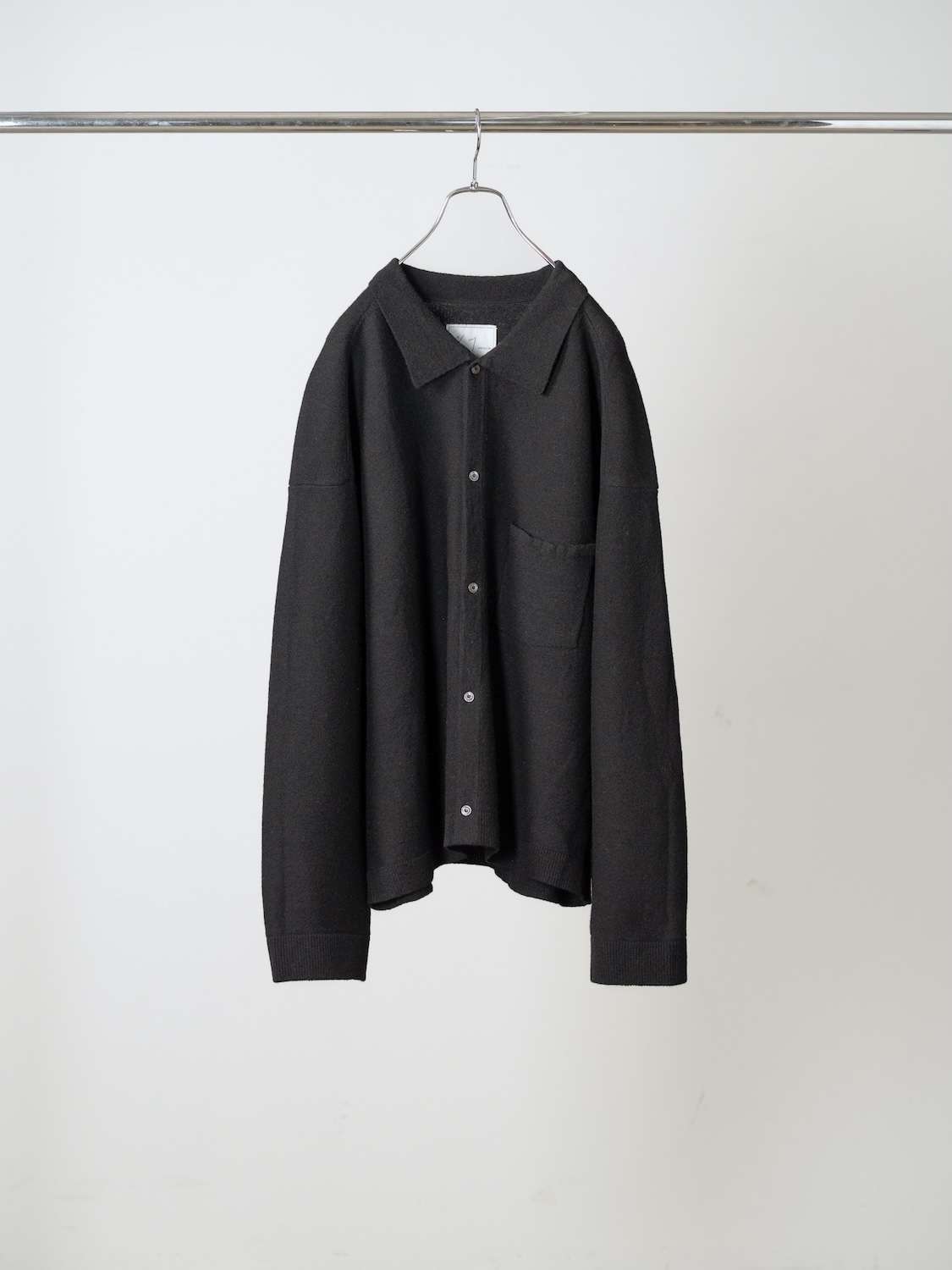 ANCELLM SHETLAND WOOL KNIT SHIRT BLACK 2026AW